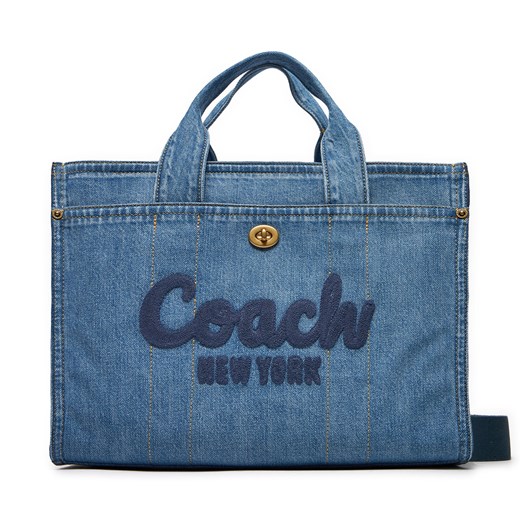 Shopper bag Coach niebieska mieszcząca a6 do ręki 
