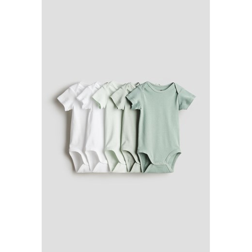 H & M - Bawełniane body 5-pak - Zielony ze sklepu H&M w kategorii Body niemowlęce - zdjęcie 172339853