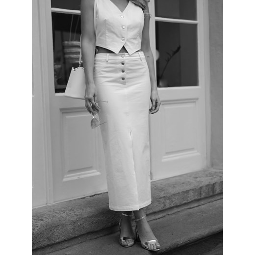 Mohito - Jeansowa spódnica midi - biały ze sklepu Mohito w kategorii Spódnice - zdjęcie 172339982