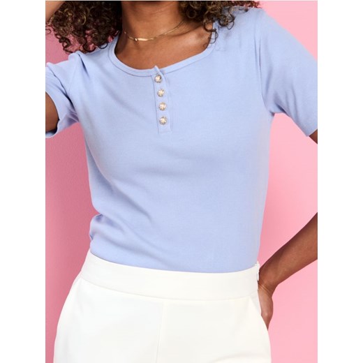 Sinsay - Koszulka bawełniana - niebieski ze sklepu Sinsay w kategorii Bluzki damskie - zdjęcie 172341862