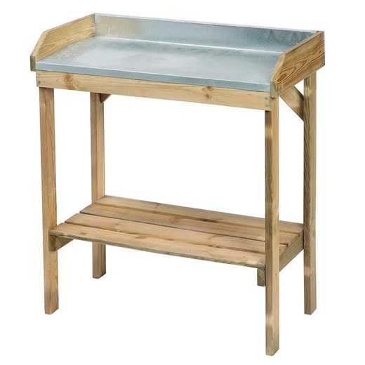 Drewniany stolik z cynkowym blatem do ogrodu - Pratt ze sklepu Edinos.pl w kategorii Donice i kwietniki ogrodowe - zdjęcie 172342350