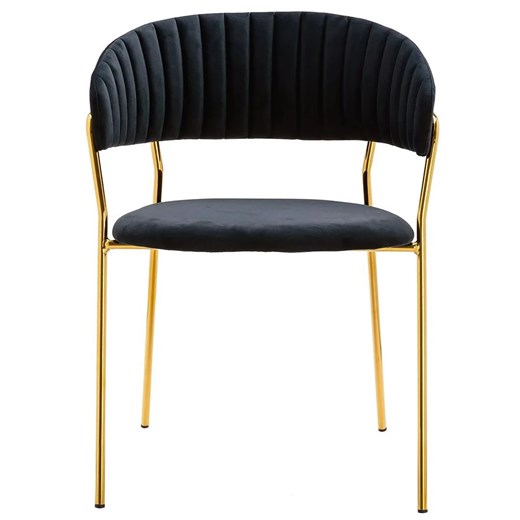 Czarne tapicerowane krzesło pikowane w stylu glamour - Piano 2X Elior One Size Edinos.pl