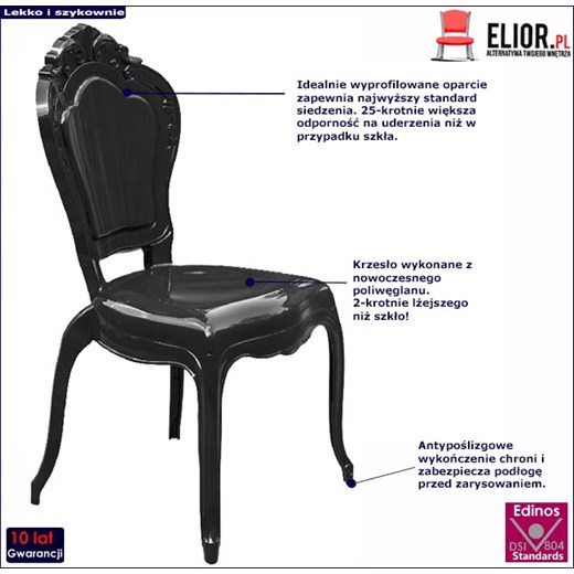 Czarne krzesło do salonu Ludwig - Trixi 4X Elior One Size Edinos.pl