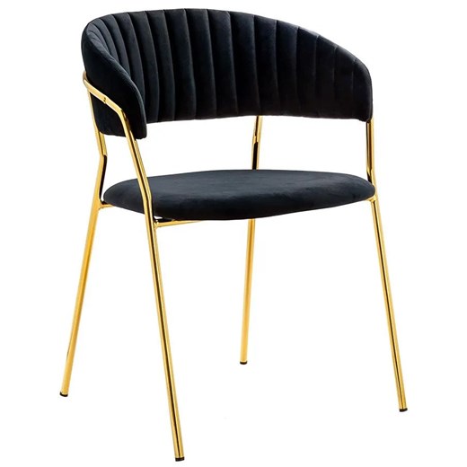 Czarne tapicerowane krzesło pikowane w stylu glamour - Piano 2X Elior One Size Edinos.pl