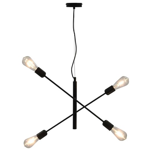 Czarna ruchoma lampa wisząca z żarówkami - 4X EX82 N2-W13 ze sklepu Edinos.pl w kategorii Lampy wiszące - zdjęcie 172343000