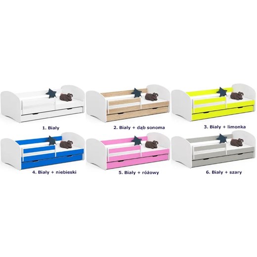 Łóżko dziecięce z szufladą białe + szary - Ellsa 5X 90x180 Elior One Size Edinos.pl