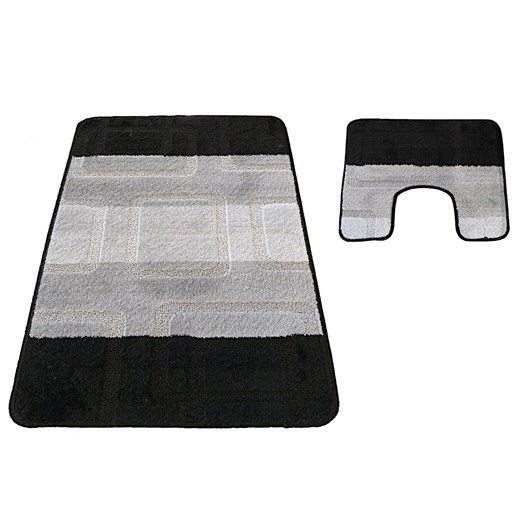 Czarne miękkie wzorzyste dywaniki łazienkowe - Amris 4X ze sklepu Edinos.pl w kategorii Dywaniki łazienkowe - zdjęcie 172343263