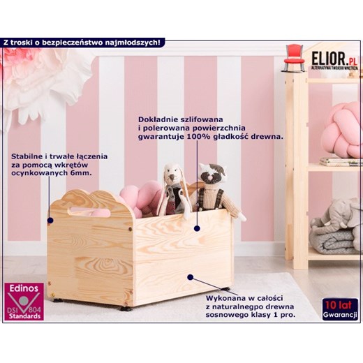 Drewniana skrzynia na zabawki Zozo 5S Elior One Size Edinos.pl