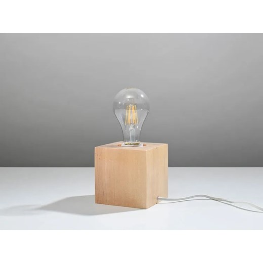Drewniana lampka biurkowa z odkrytą żarówką - EX587-Abes Lumes One Size Edinos.pl
