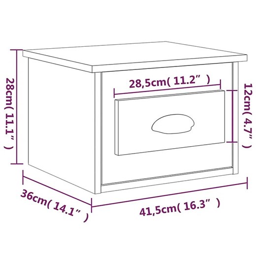Wisząca szafka nocna w kolorze szary dąb sonoma - Ezela Elior One Size Edinos.pl