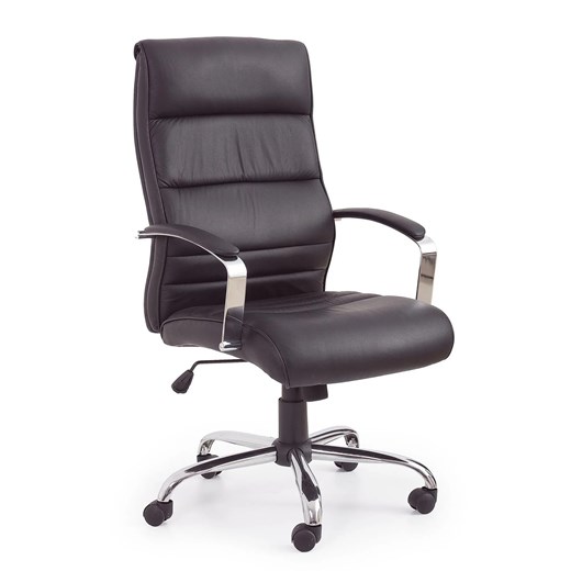 Czarny fotel biurowy ze skóry naturalnej - Canot ze sklepu Edinos.pl w kategorii Krzesła biurowe - zdjęcie 172344372