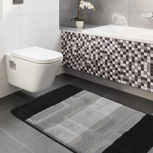 Czarne miękkie wzorzyste dywaniki łazienkowe - Amris 4X Profeos One Size Edinos.pl