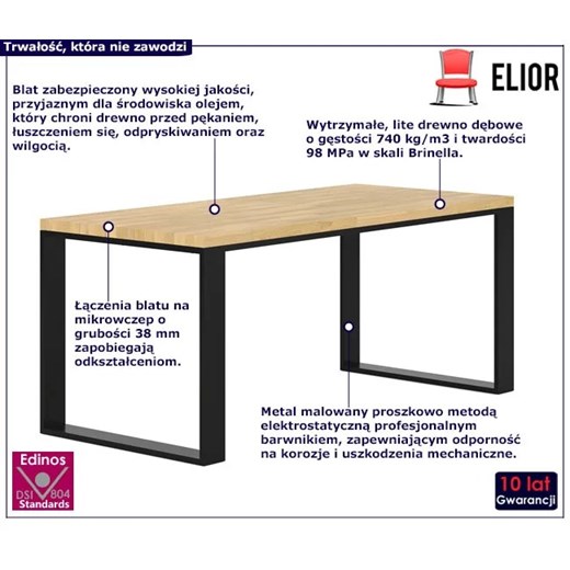 Drewniane loftowe biurko gabinetowe 150 x 80 - Zedo Elior One Size Edinos.pl