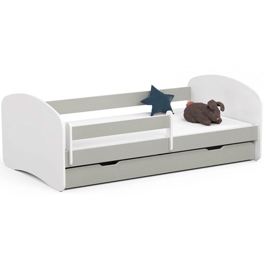 Łóżko dziecięce z szufladą białe + szary - Ellsa 5X 90x180 ze sklepu Edinos.pl w kategorii Łóżka dziecięce - zdjęcie 172344581