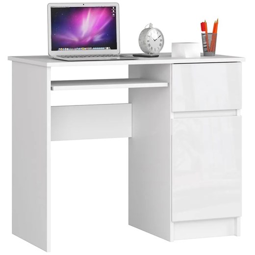 Młodzieżowe białe biurko z półkami połysk Strit 6X Elior One Size Edinos.pl