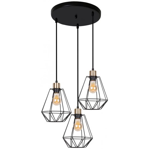 Czarna potrójna lampa wisząca w stylu loftowym - K116-Wigo Lumes One Size Edinos.pl