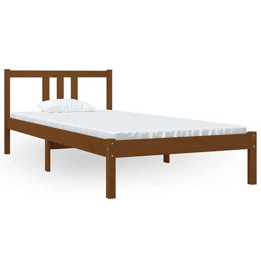 Drewniane łóżko pojedyncze miodowy brąz 90x200 cm - Kenet 3X Elior One Size Edinos.pl
