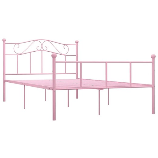 Różowe metalowe łóżko w stylu loft 160x200 cm - Fiosa ze sklepu Edinos.pl w kategorii Łóżka i materace - zdjęcie 172345322