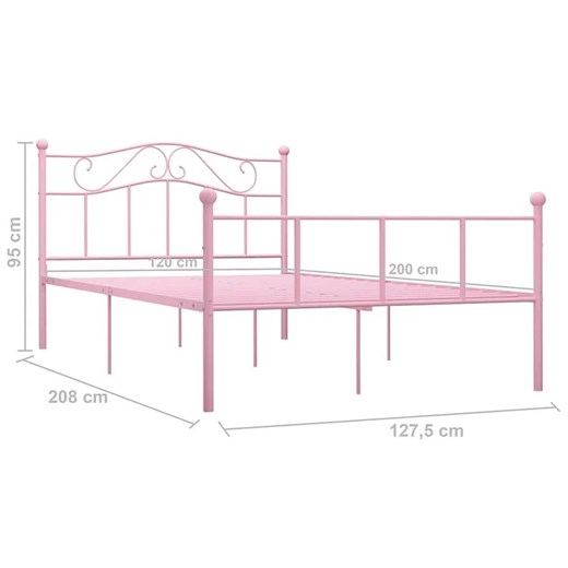 Różowe metalowe łóżko 120x200 cm - Okla Elior One Size Edinos.pl