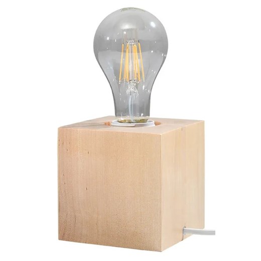 Drewniana lampka biurkowa z odkrytą żarówką - EX587-Abes Lumes One Size Edinos.pl