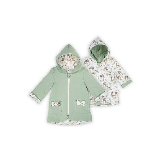 Dwustronna kurtka dziewczęca zielono-kremowa w sarenki ze sklepu 5.10.15 w kategorii Kombinezony i kurtki - zdjęcie 172346130