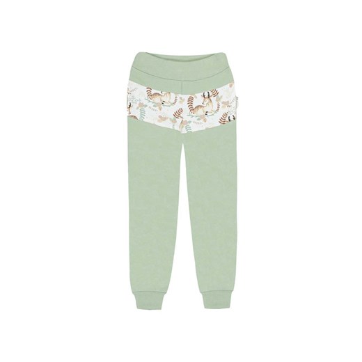 Zielone spodnie dresowe dla dziewczynki z motywem sarenek ze sklepu 5.10.15 w kategorii Spodnie i półśpiochy - zdjęcie 172346133