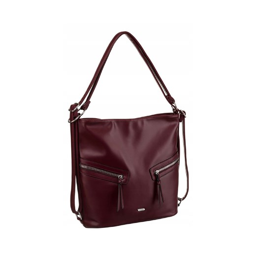 Bordowa, pojemna torebka damska ze skóry ekologicznej - Rovicky ze sklepu 5.10.15 w kategorii Torby Shopper bag - zdjęcie 172346152
