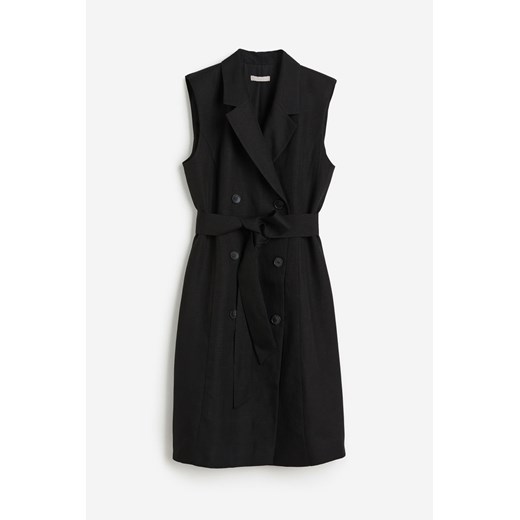H & M - Sukienka z wiązanym paskiem - Czarny H & M XXL H&M