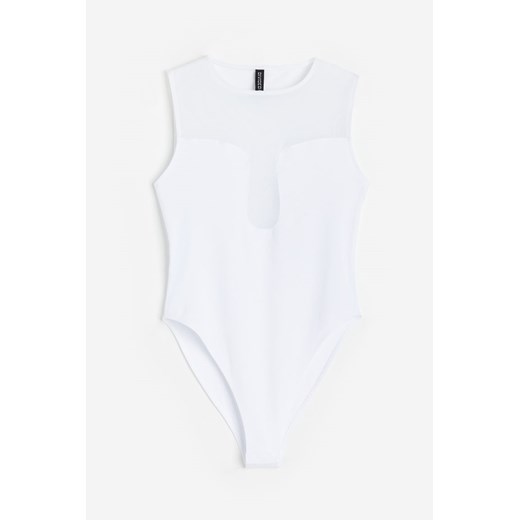 H & M - Body z siateczkowym detalem - Biały ze sklepu H&M w kategorii Bluzki damskie - zdjęcie 172346391