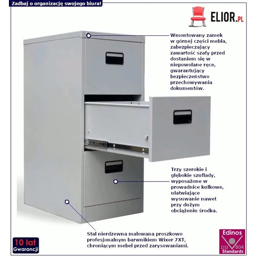 Biurowa szafka z szufladami na klucz - Corpotivo Elior One Size okazja Edinos.pl