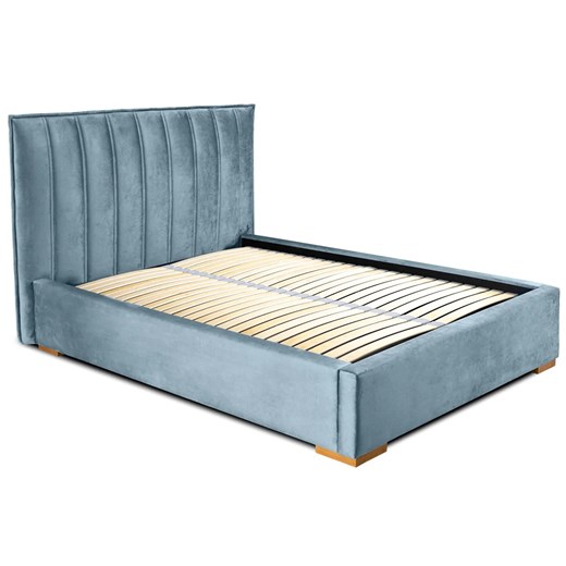 Welurowe łóżko z wysokim zagłówkiem Vevina 140x200 - 30 kolorów ze sklepu Edinos.pl w kategorii Łóżka i materace - zdjęcie 172348490