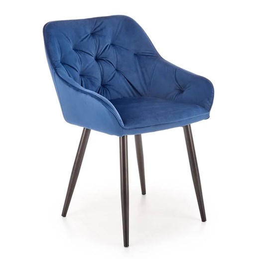 Granatowe welurowe krzesło tapicerowane - Deviso Elior One Size Edinos.pl