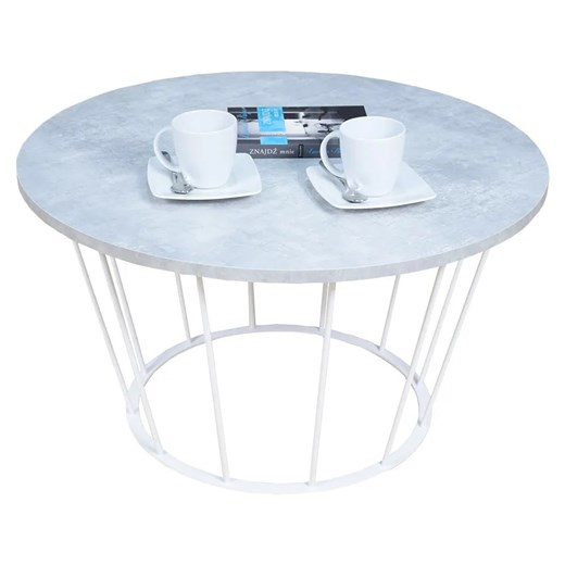 Okrągły stolik kawowy z białym stelażem beton - Savik 5X Elior One Size Edinos.pl