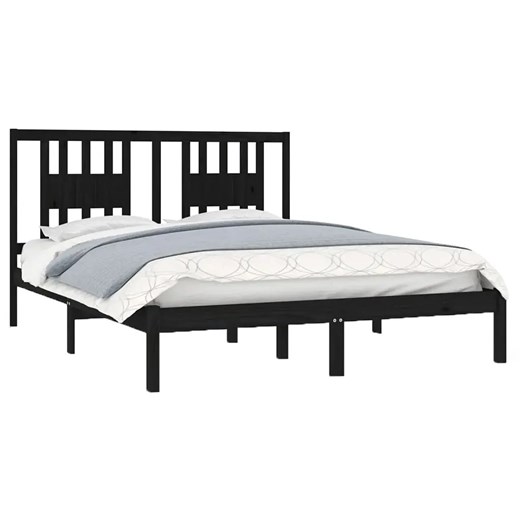 Czarne podwójne łóżko z drewna 140x200 - Basel 5X Elior One Size Edinos.pl