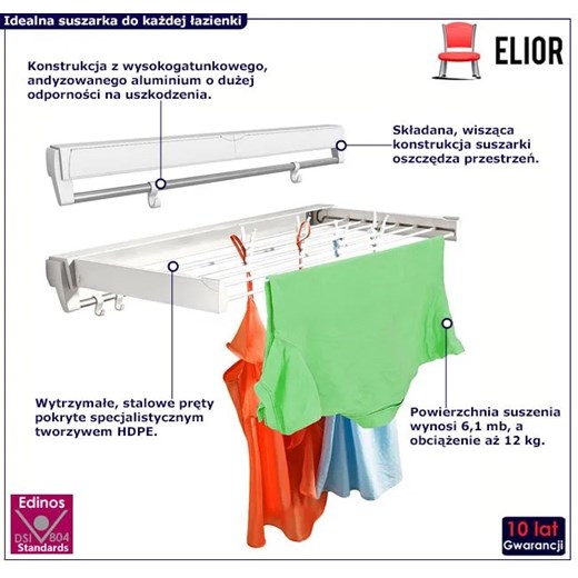 Wisząca składana suszarka na pranie - Tika 3X Elior One Size promocja Edinos.pl