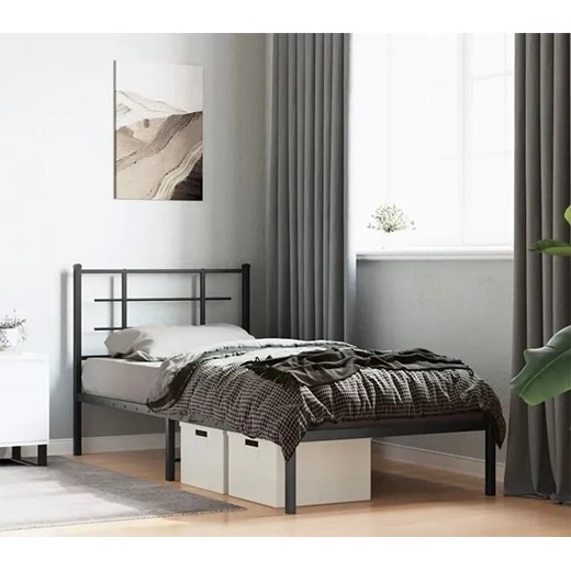Czarne metalowe łóżko małżeńskie 100x200 cm - Sevelzo Elior One Size Edinos.pl