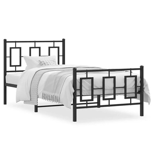 Czarne metalowe łóżko industrialne 100x200cm - Lenra ze sklepu Edinos.pl w kategorii Łóżka i materace - zdjęcie 172349333