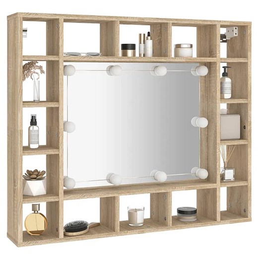 Toaletka z lustrem i półkami na biurko dąb sonoma - Moha ze sklepu Edinos.pl w kategorii Toaletki - zdjęcie 172349574