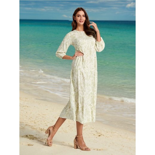 Sinsay - Sukienka midi z wiskozy - wielobarwny ze sklepu Sinsay w kategorii Sukienki - zdjęcie 172351102