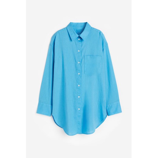 H & M - Koszula z domieszką lnu - Niebieski ze sklepu H&M w kategorii Koszule damskie - zdjęcie 172351613