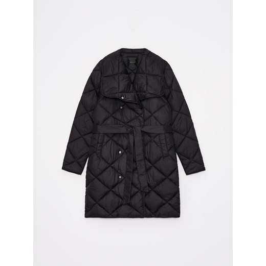 Mohito - Długi pikowany płaszcz - czarny ze sklepu Mohito w kategorii Płaszcze damskie - zdjęcie 172352703