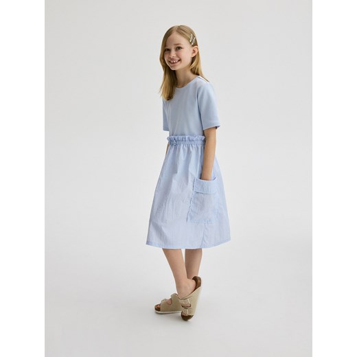 Reserved - Bawełniana sukienka - jasnoniebieski ze sklepu Reserved w kategorii Sukienki dziewczęce - zdjęcie 172353133