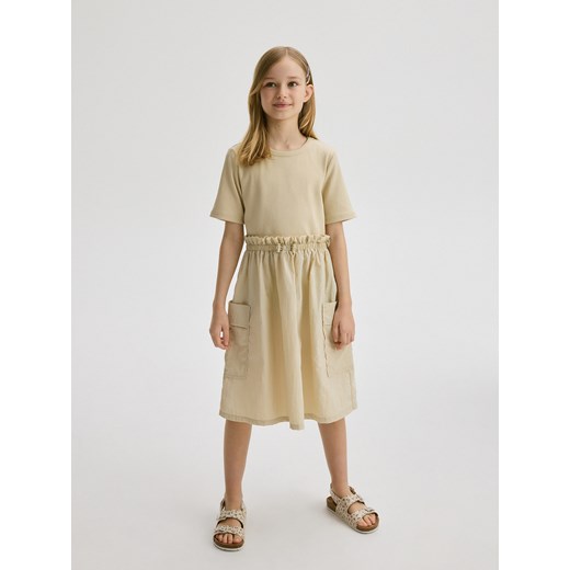 Reserved - Bawełniana sukienka - beżowy ze sklepu Reserved w kategorii Sukienki dziewczęce - zdjęcie 172353143