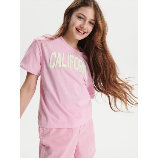 Sinsay - Koszulka z nadrukiem - różowy ze sklepu Sinsay w kategorii Bluzki dziewczęce - zdjęcie 172353981