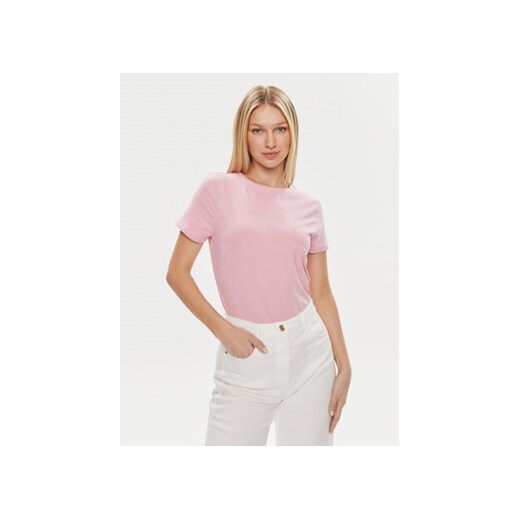 Guess T-Shirt Skylar V4GI09 J1314 Różowy Slim Fit ze sklepu MODIVO w kategorii Bluzki damskie - zdjęcie 172355303