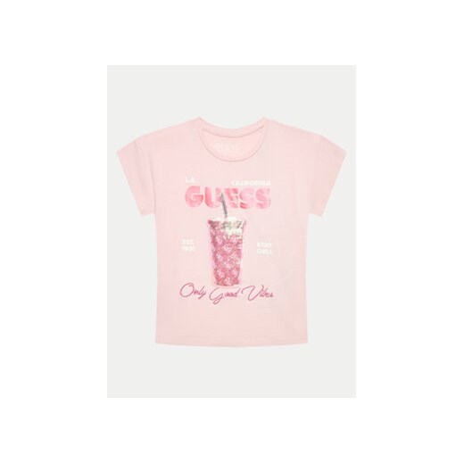 Guess T-Shirt K4GI24 K6YW4 Różowy Regular Fit ze sklepu MODIVO w kategorii Bluzki dziewczęce - zdjęcie 172355304