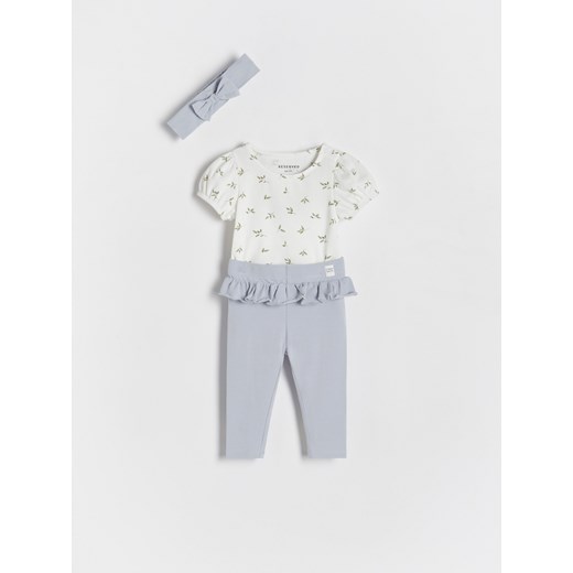 Reserved - Bawełniany komplet z opaską - jasnoniebieski ze sklepu Reserved w kategorii Komplety niemowlęce - zdjęcie 172357444