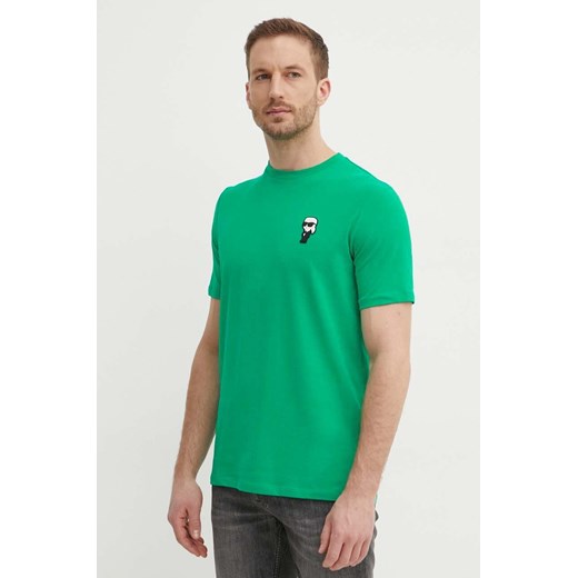 Karl Lagerfeld t-shirt męski kolor zielony z aplikacją 542221.755027 ze sklepu ANSWEAR.com w kategorii T-shirty męskie - zdjęcie 172358760