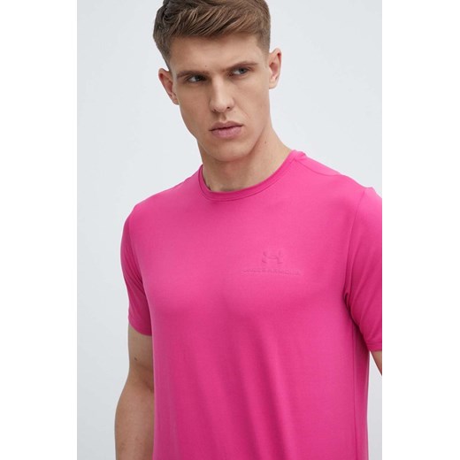 Under Armour t-shirt treningowy Rush Energy kolor różowy gładki ze sklepu ANSWEAR.com w kategorii T-shirty męskie - zdjęcie 172358790