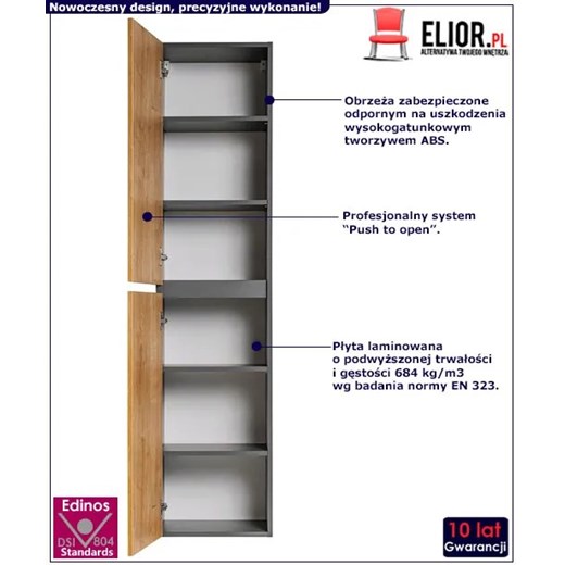 Wiszący słupek łazienkowy w stylu loft - Moreno 2X Elior One Size Edinos.pl